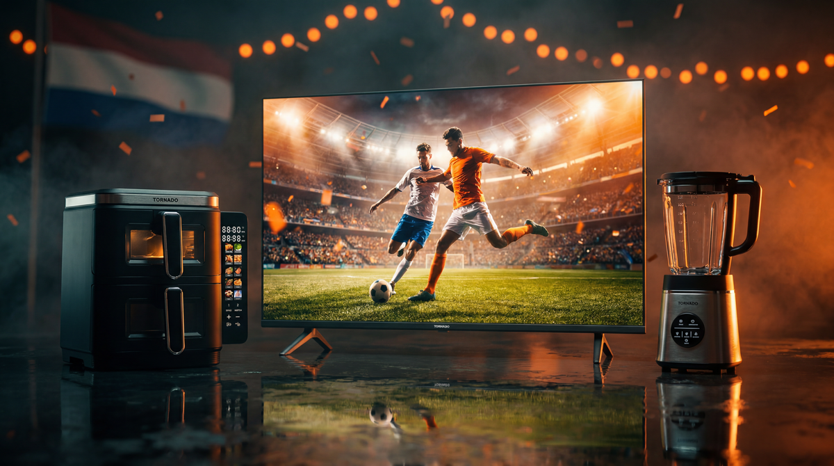 Het WK Snackpakket — 55" 4K Smart TV + Airfryer + Gratis Blender
